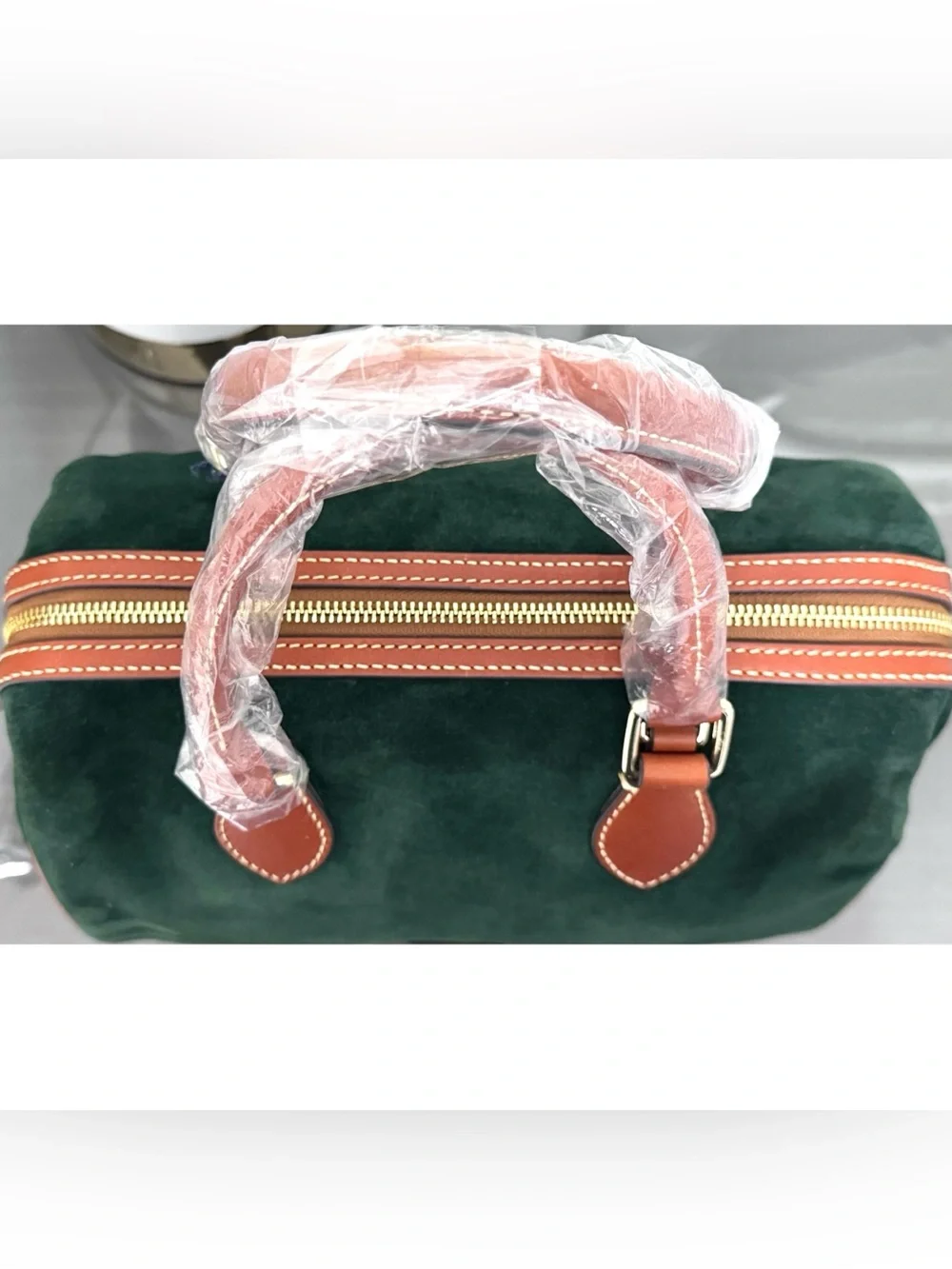 DOONEY & BOURKE Suede Barrel Satchel Handbag, IVY GREEN
